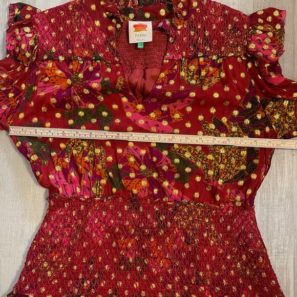 FARM Rio Banana Flowers dress size Large *missing beaded tie* - Picture 5 of 16
